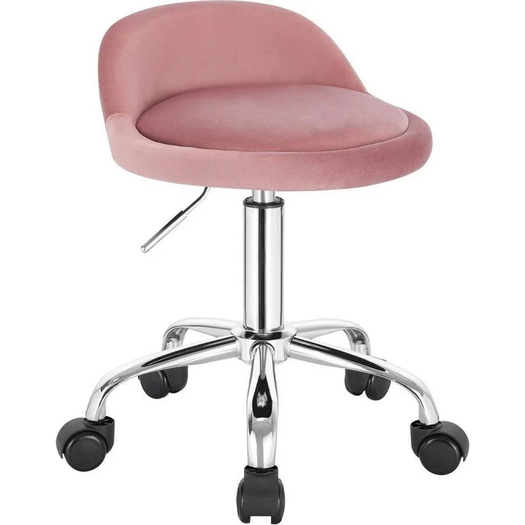 WOLTU Bürohocker mit Rollen, Drehhocker höhenverstellbar, Rollrocker mit niedriger Rückenlehne, Arbeitshocker Rosa, Sitzhöhe 43-54,5 cm BS127rs – Bild 5