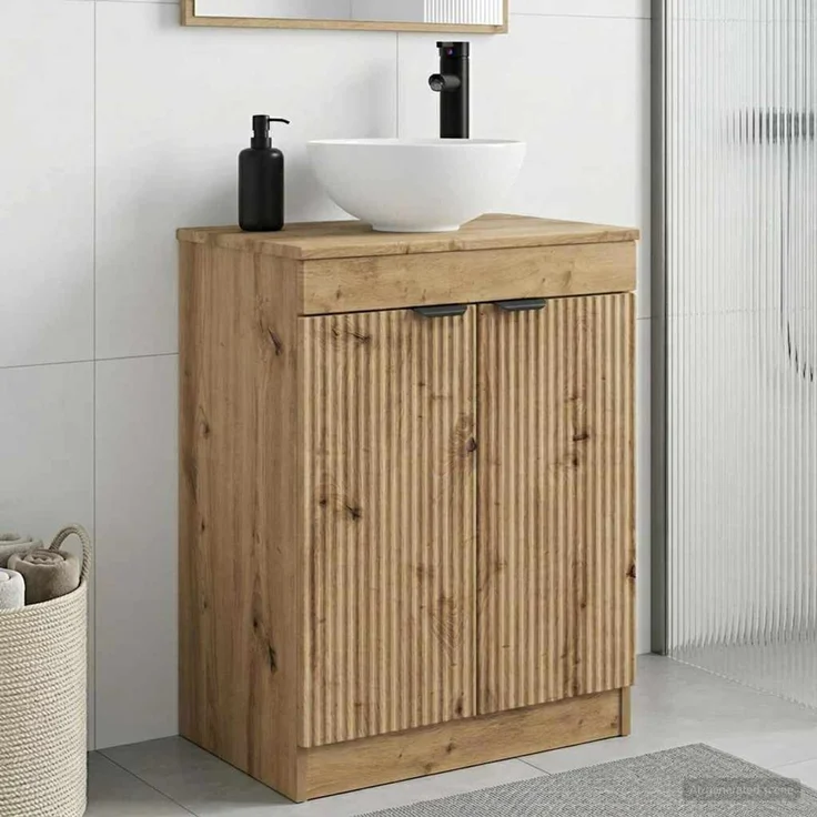 vidaXL Waschbeckenschrank Artisan-Eiche 54 x 35 x 100 cm Holzwerkstoff 890147 – Bild 1