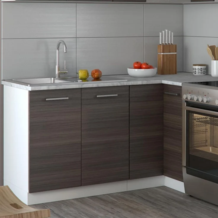 Eckküche R-Line Edelgrau/Weiß 187 x 167 cm, AP Marmor Vicco – Bild 2