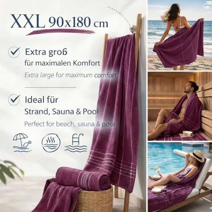 Betz Strandtuch Betz XXL Badetuch LINES Saunahandtuch Liegetuch 90x180 cm, 100% Baumwolle – Bild 3