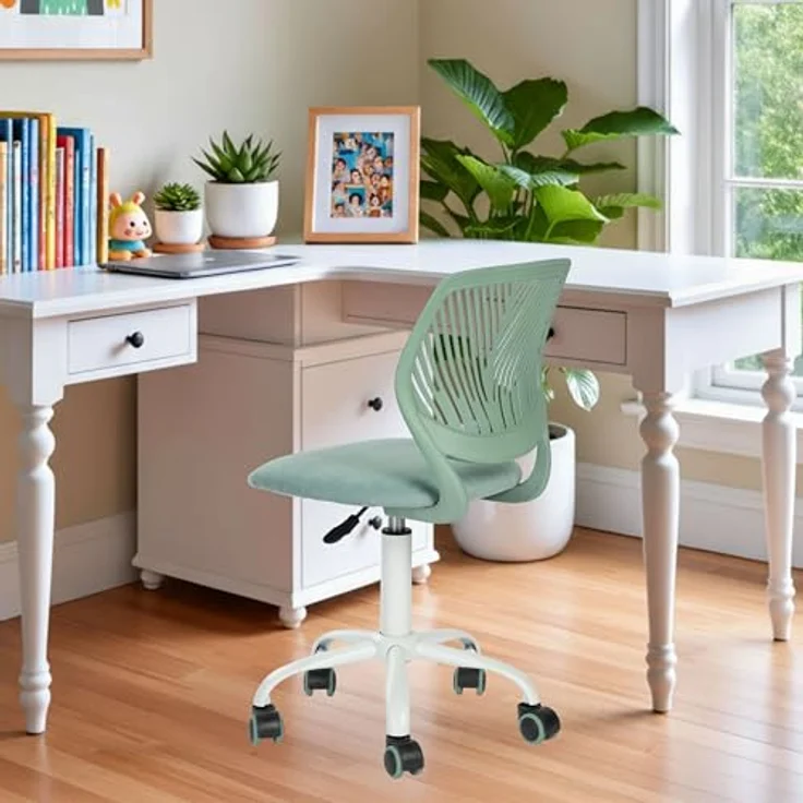 FurnitureR Bunter Schreibtischstuhl, moderner höhenverstellbarer Computerstuhl ohne Armlehnen, ergonomischer Drehstuhl für Kinderzimmer und Home Office – Bild 3