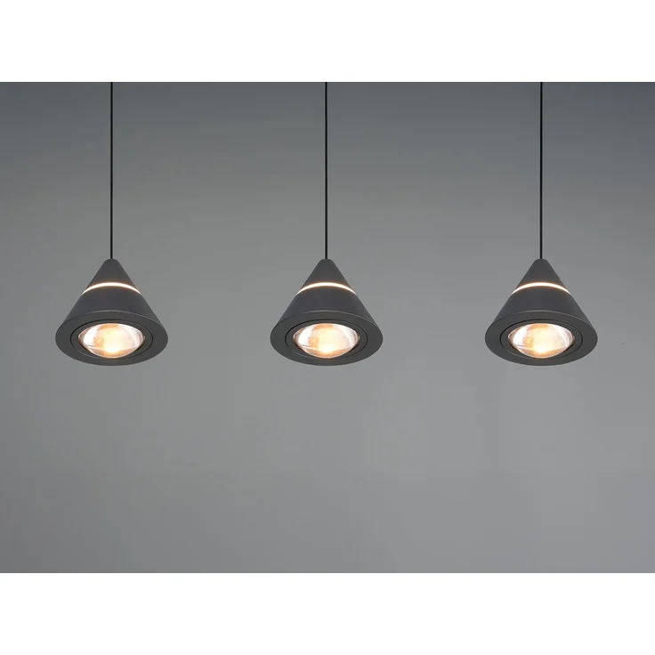 LED Pendelleuchte ROMEO höhenverstellbar, 3-flammig Schwarz, Breite 55cm – Bild 6