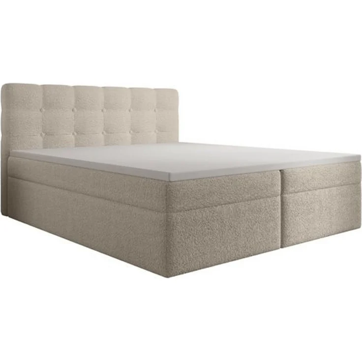 thematys Boxbett Luxus mit Bettkasten 140x200cm, mit Bonnellfederkernmatratze H3, Bouclé/Velours, mit Stauraum, mit 3 cm Topper, Beige (Frotte 5), Art.-Nr. S0WGG0ANMUM – Bild 6
