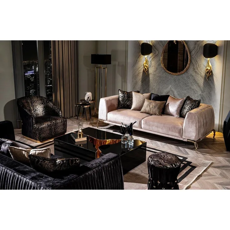 JVmoebel Couchtisch Dreiteiliger Couchtisch Wohnzimmermöbel Luxus Tisch Schwarz Modern (1-St, Couchtisch), Made in Europa