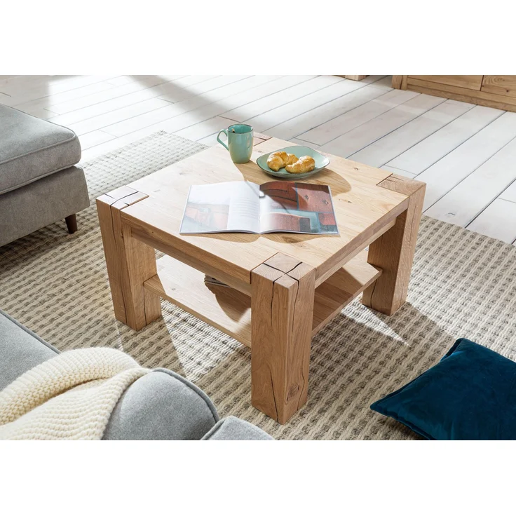 Couchtisch Wildeiche 70x70x45 beige geölt KENT #214 – Bild 2