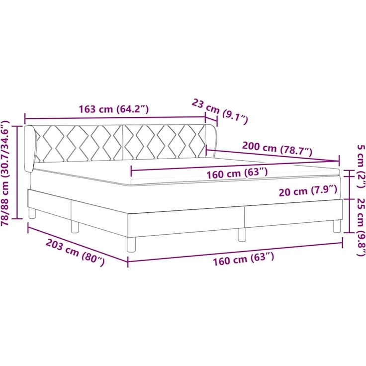 vidaXL Boxspringbett mit Kopfteil Creme 160 x 200 cm Stoff 3340099 – Bild 12