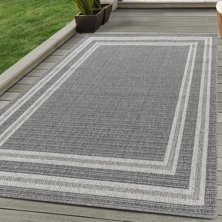 Carpettex Outdoorteppich Bordüre Design, Läufer, Höhe: 7 mm, Outdoor Teppich Bordüre Design Wetterfest für Terrasse Balkon Küche