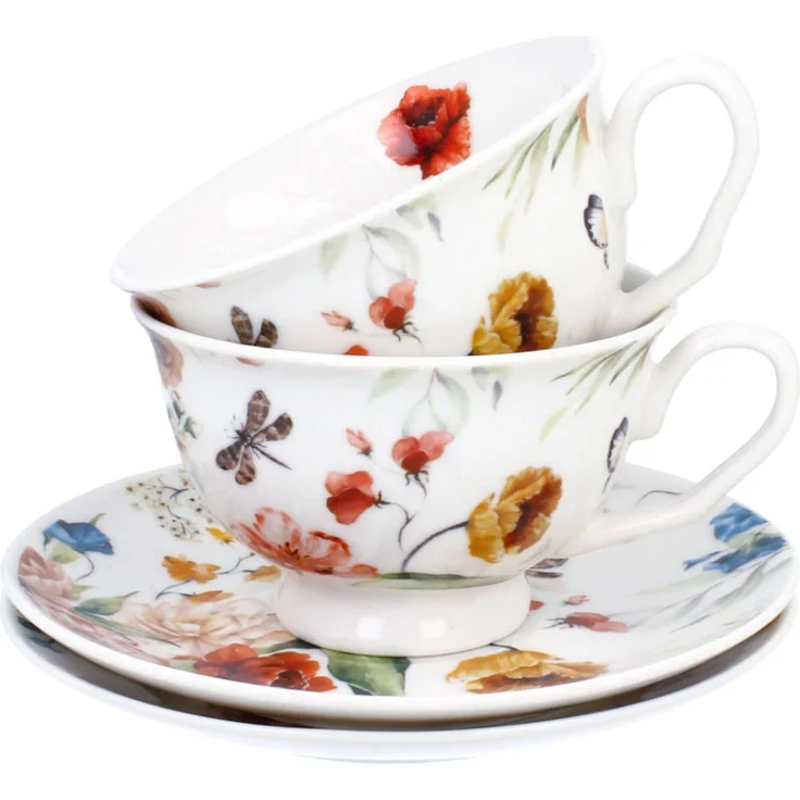 DUO 2er-Set Tassen REBECCA, 250 ml mit Untertassen, New Bone China Porzellan, in Geschenkbox – Bild 5