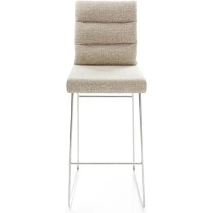 Barstuhl Pela-Flex Webstoff Soft Beige Kufengestell Edelstahl Silberfarben – Bild 3