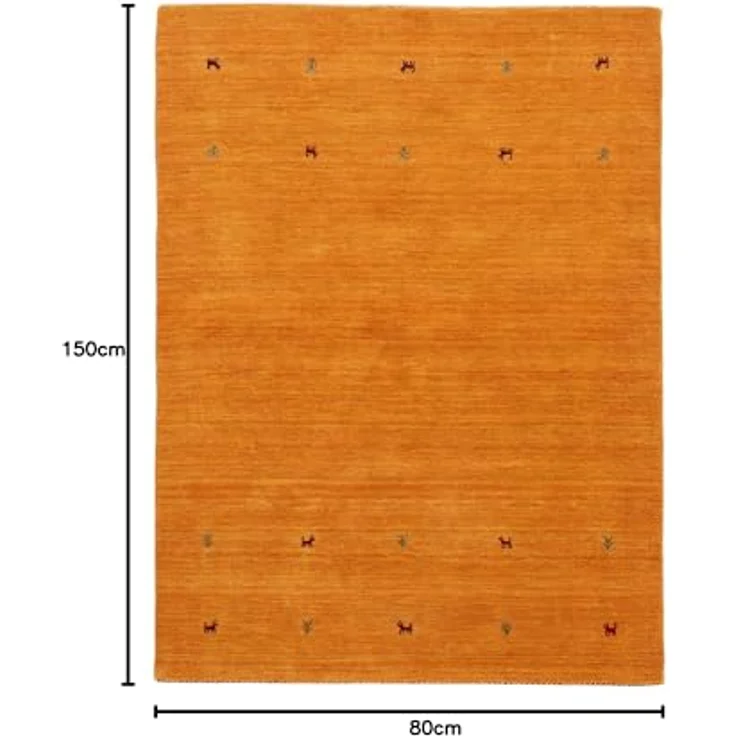 carpetfine 'Gabbeh Uni' Wollteppich, reine Wolle, Gelb, 80x150 cm – Bild 3