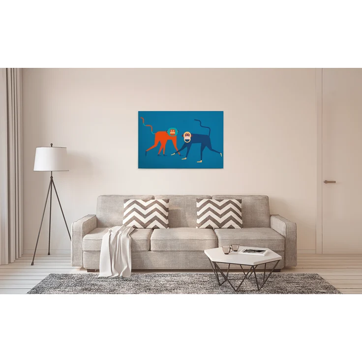 Leinwandbild Affen Blau Orange 90x60 DD120467 Keilrahmenbild Wandbild Leinwand – Bild 6
