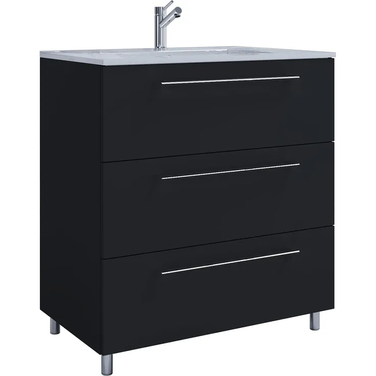 VCM Badmöbel Waschtisch Badinos 914854 Schwarz H. 86 x B. 80 x T. 46 cm