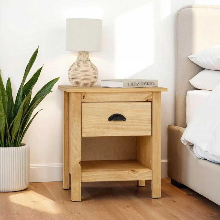 IDIMEX Nachtkommode TILLY, Nachtschrank mit Ablage und Schublade mit Muschelgriff gebeizt – Bild 5