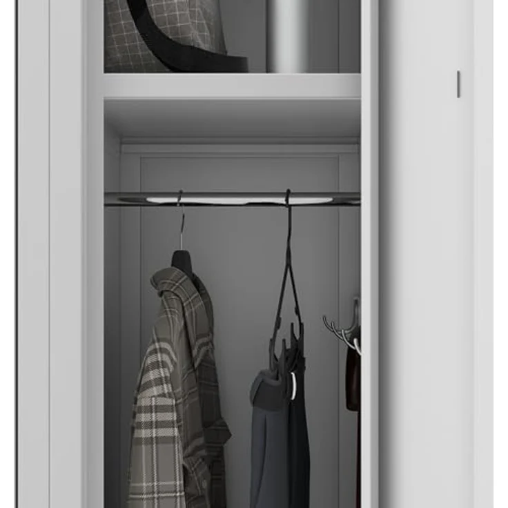 Jan Nowak Spind Schrank, Kleiderschrank, Metallschrank, Schließfachschrank | 2 Abteile mit Kleiderstange, Lüftungsschlitze, Trennwände, 4 Kleiderhaken pro Abteil | 180 x 60 x 50 cm, Grau – Bild 9