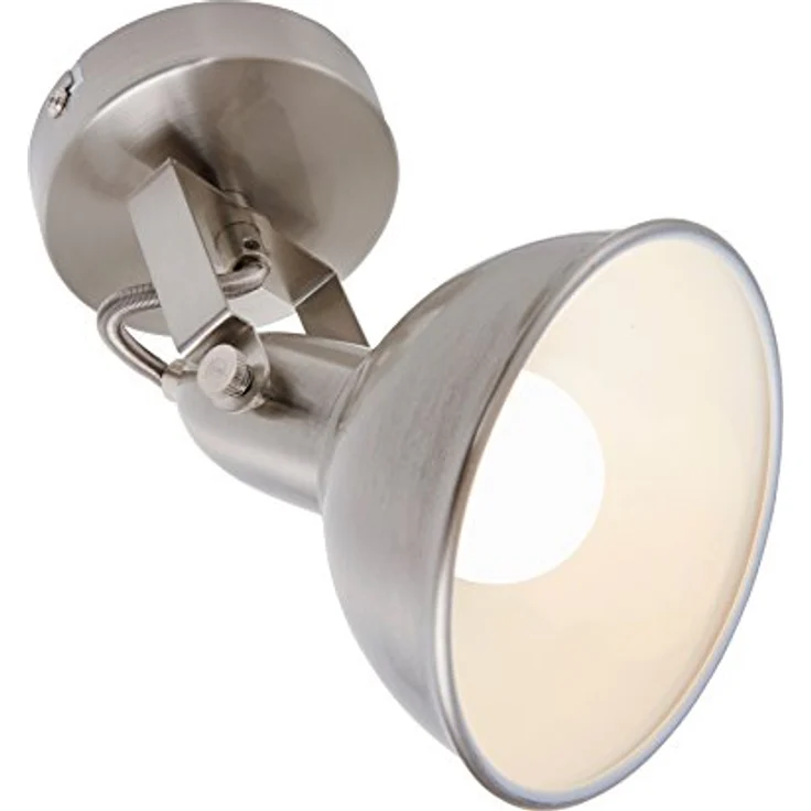 BRILONER – Wandlampe, Wandstrahler mit dreh-und schwenkbarem Spot im retro / vintage Design, Wandleuchte, Metall, E14, Satin-weiß – Bild 5
