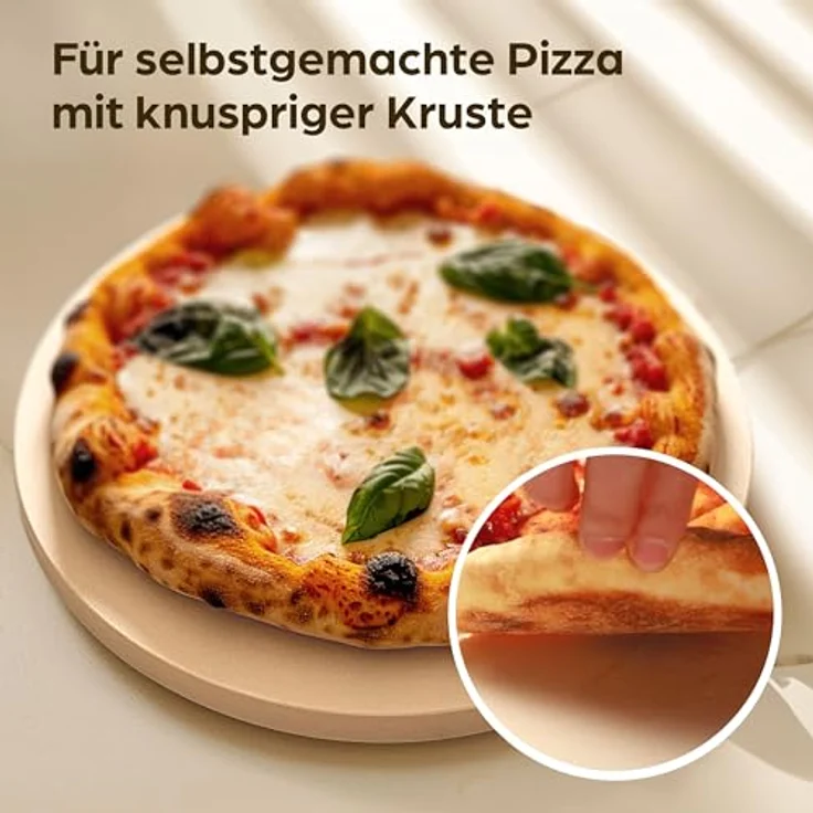 Praknu Pizzastein Pizzastein Rund 30 cm für Grill und Backofen - Für knusprigen Boden, Cordierit, (1-St), Für Knusprigen Boden - bis 900 °C - Wärme Speichernd – Bild 3
