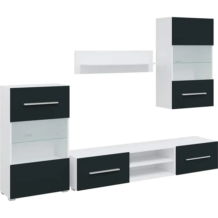 vidaXL 5-tlg. Wohnwand mit LED-Beleuchtung Matt Indigo Holzwerkstoff 3324235