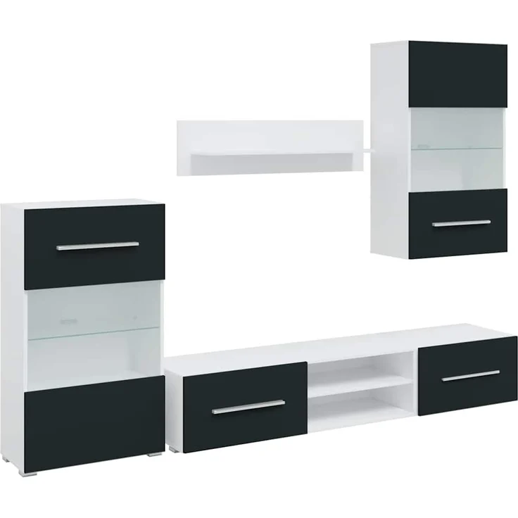 vidaXL 5-tlg. Wohnwand mit LED-Beleuchtung Matt Indigo Holzwerkstoff 3324235 – Bild 1