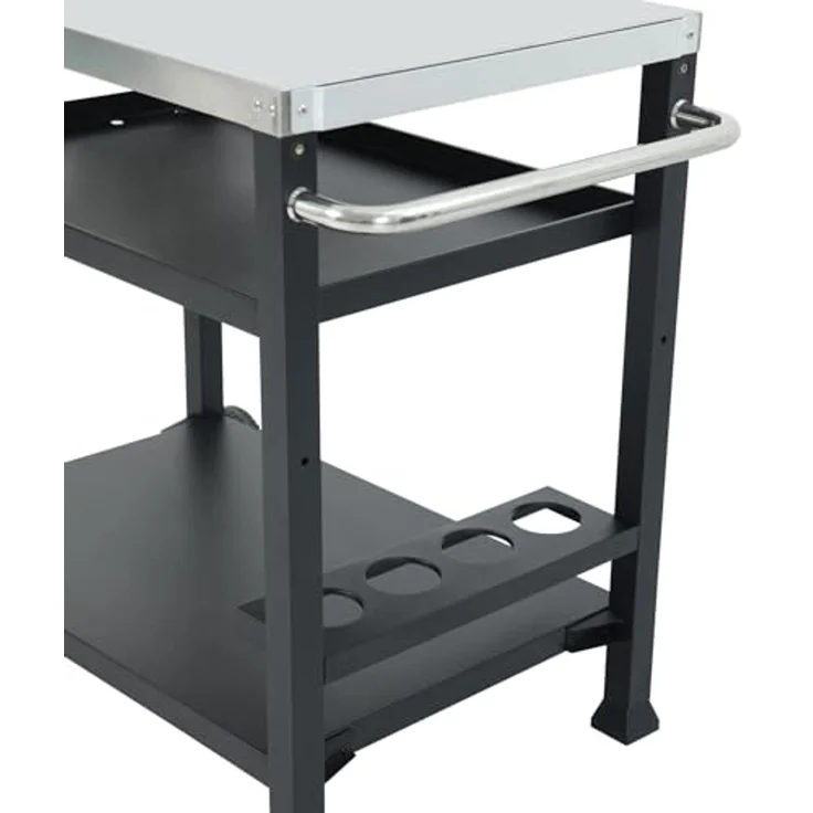 TAINO NIKAN Grillwagen Grilltisch Rollwagen Grillständer klein mit Rollen Outdoor Balkon Garten Terrasse Schwarz – Bild 6