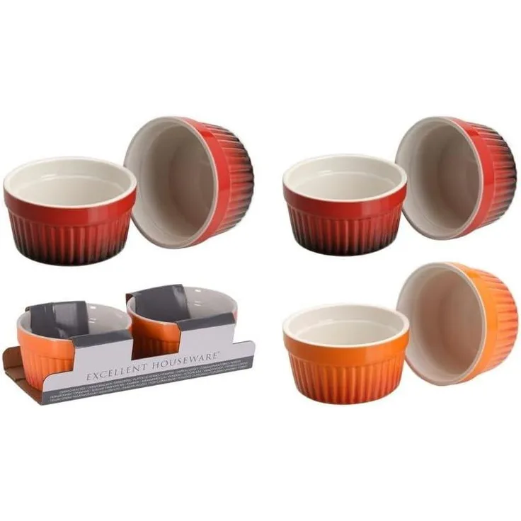 12x Ofenschalen 9cm 2er Set Rot Orange Auflaufform Kochgeschirr Creme Brulee