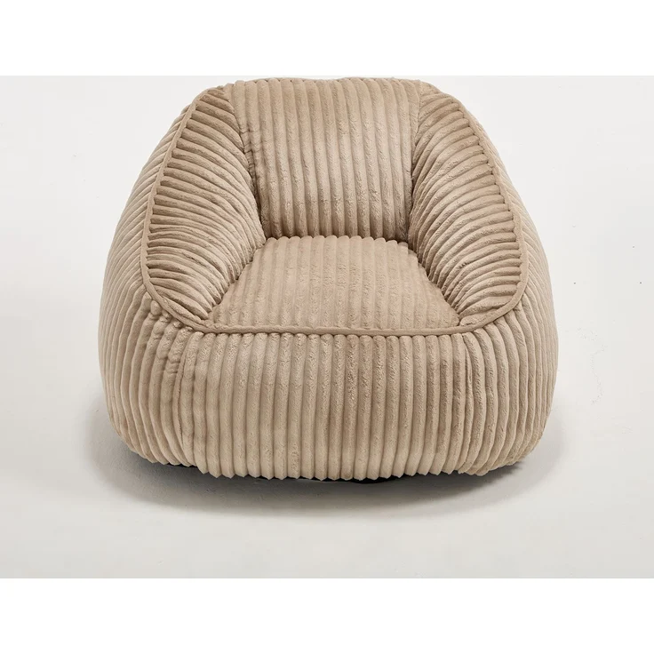 Bean Bag Stuhl mit Memory-Schaumstofffüllung, gestreifter Blasen-Plüsch, flauschig, gemütlich, gemütlicher Sofa für Wohnzimmer, Wohnungen und Schlafsäle--Kamelbraun--98x92x73cm--YOUDENOVA – Bild 7