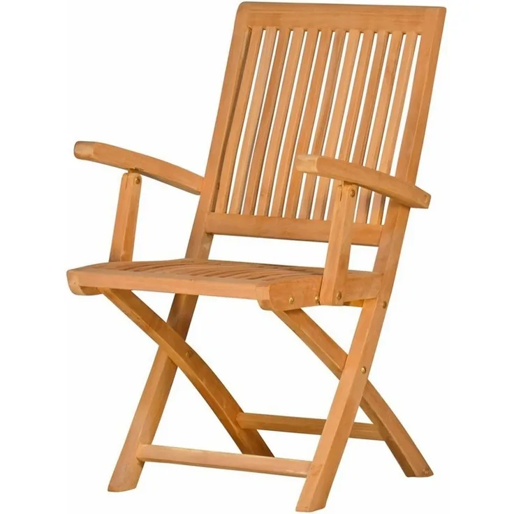 Kai Wiechmann Gartenstuhl Teak Klappstuhl mit Armlehnen, Gartenklappstuhl aus massivem Teakholz, robuster und langlebiger Teak Balkonstuhl