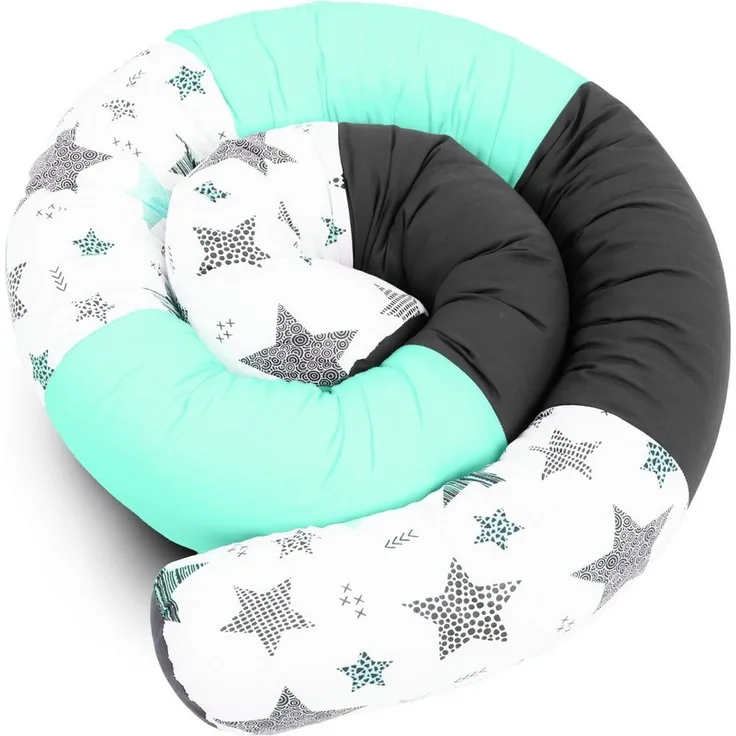 Amilian Nestchenschlange Bettschlange 210cm - Seitenschläferkissen - Nestschlangen, gepolstert, flexibel einsetzbar, pflegeleicht, Made in EU
