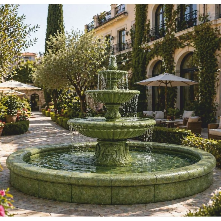 Casa Padrino Barock Garten Springbrunnen Grün Ø 465 x H. 180 cm - Prunkvoller Gartenbrunnen – Bild 1