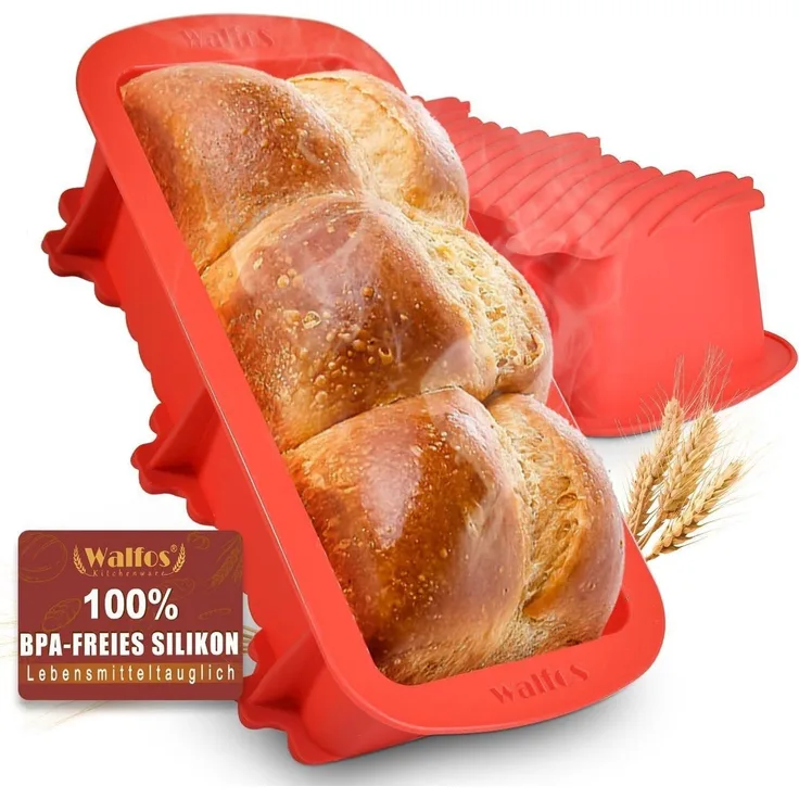 Walfos Silikon Backform 2er Set Brot Kuchen Brownies Hackbraten 23x9.5x6.5 CM