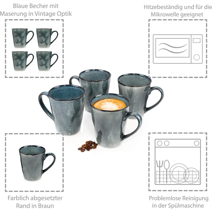 SÄNGER Kaffeebecher Set Darwin 4 teilig