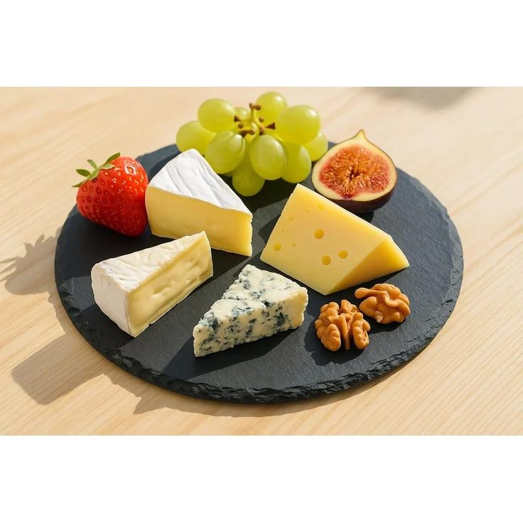 hausleben Servierplatte Schieferplatten rund Ø 25 cm, (4-tlg), Naturstein, Rutschfest, Lebensmittelecht & Stilvoll – Bild 3