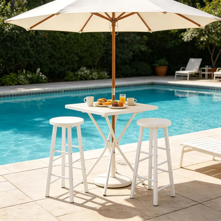 Hochstuhl,Frühstück Hocker,Tisch Hocker,Satz von 2 Bar Hocker,Küche Hocker,Bar Stuhl mit Fußlehne(Nur 2Pcs Stühle)--Weiß--30x30x71cm--YOUDENOVA – Bild 1