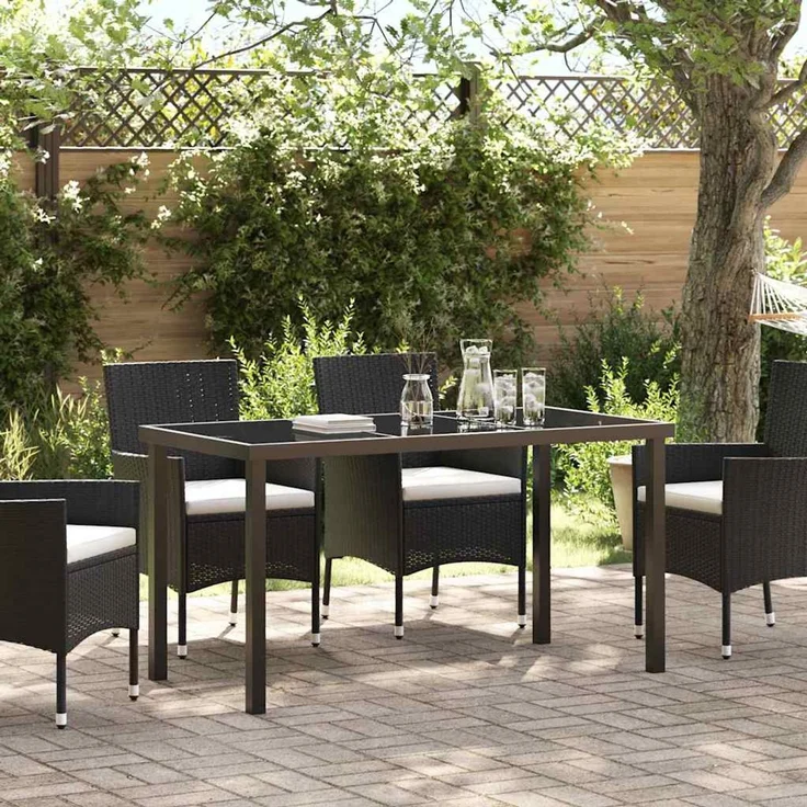 vidaXL Gartentisch Schwarz 140 x 70 x 73 cm Metall 42010313 – Bild 1