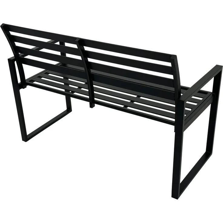 DEGAMO Gartenbank ATLANTA, 2-sitzer 123cm, Aluminium rostfrei in schwarz, modern – Bild 4