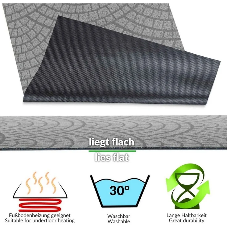 ANRO Küchenläufer Teppichläufer DAVIS Velours Läufer, Eckig, Höhe: 3 mm, Velour – Bild 3