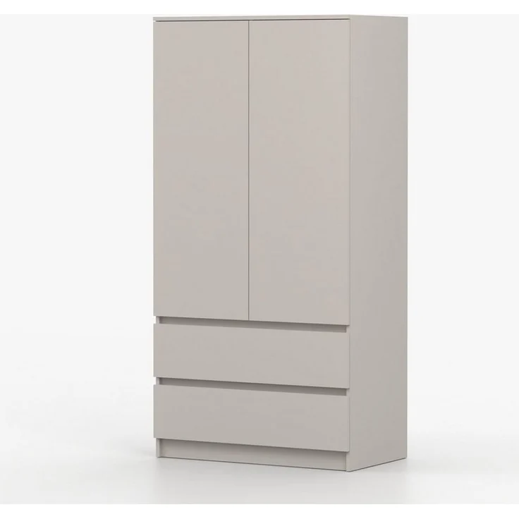 Deine Möbel 24 Kleiderschrank SIMO 02 in Weiß / Kaschmir, 90 cm breit, mit 2 Schubladen (SIMO-Kollektion, 1-St, ideal für Kinderzimmer & Jugendzimmer) Kinderkleiderschrank, 2-türiger Drehtürenschrank – Bild 3