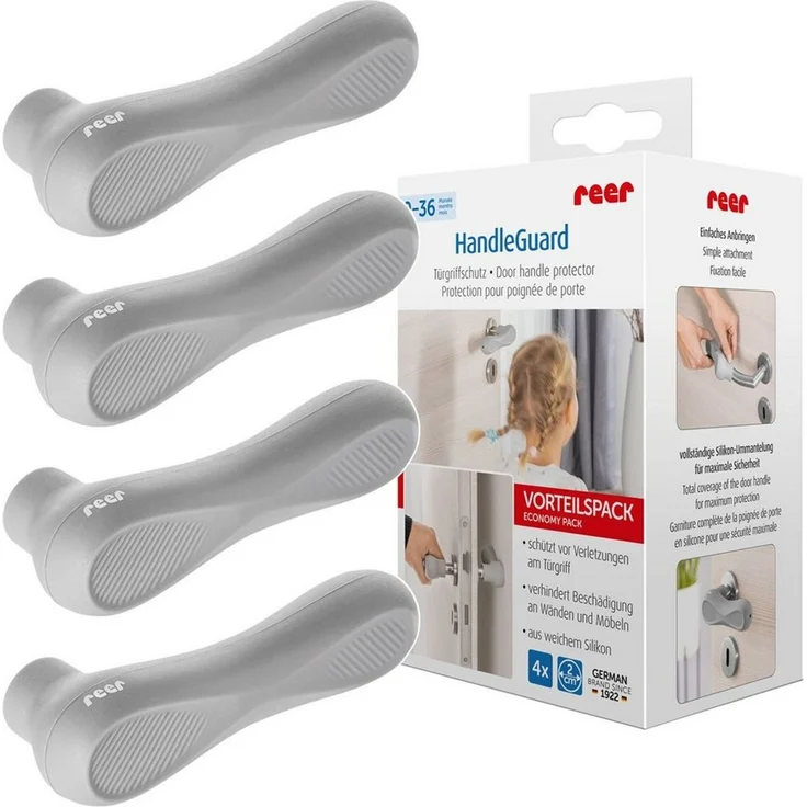 reer HandleGuard Türgriffschutz, Türklinkenpuffer, Türstopper gegen Stoßverletzungen an Türgriffen, Vorteilspack 4 Stück – Bild 5