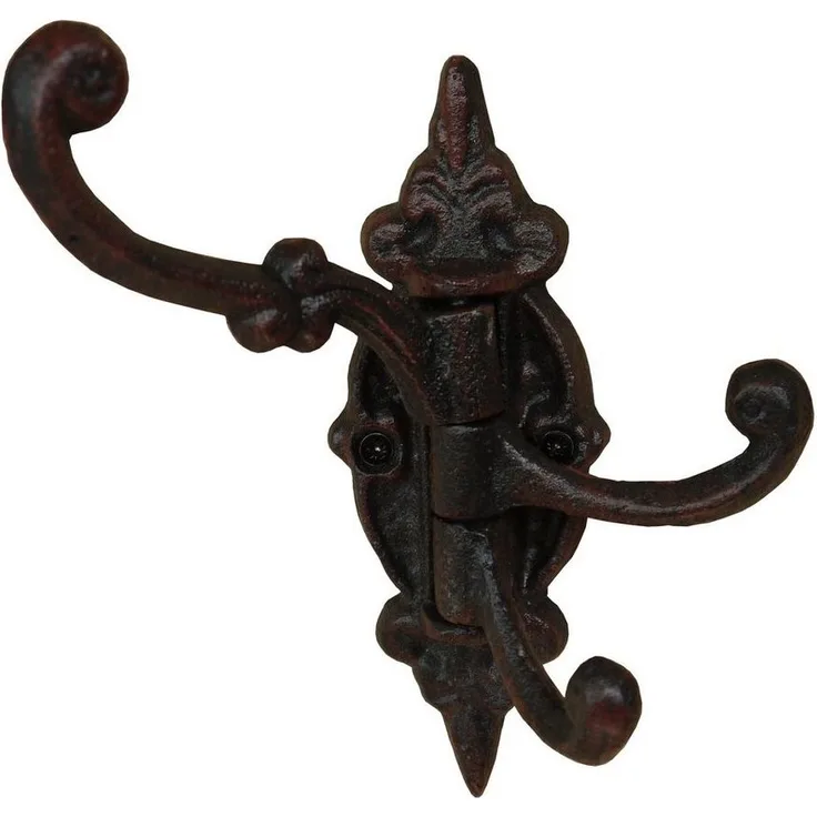 10er Set drehbare Garderobenhaken aus Gusseisen Landhaus Antik Schwarz Braun