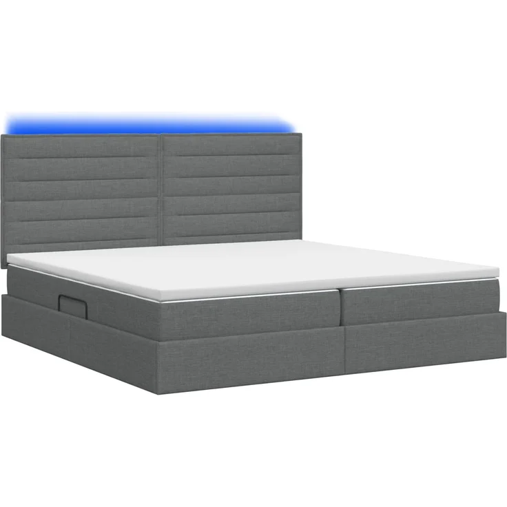 vidaXL LED-Speicherbett mit Matratze Dunkelgrau 200 x 200 cm Stoff 3459904 – Bild 9