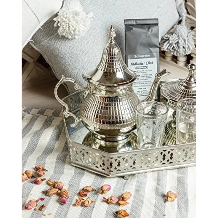 Marrakesch Orient & Mediterran Interior Tablett Spiegeltablett Eckiges Tablett Agata 34cm groß Ramadan Deko, Handarbeit – Bild 7