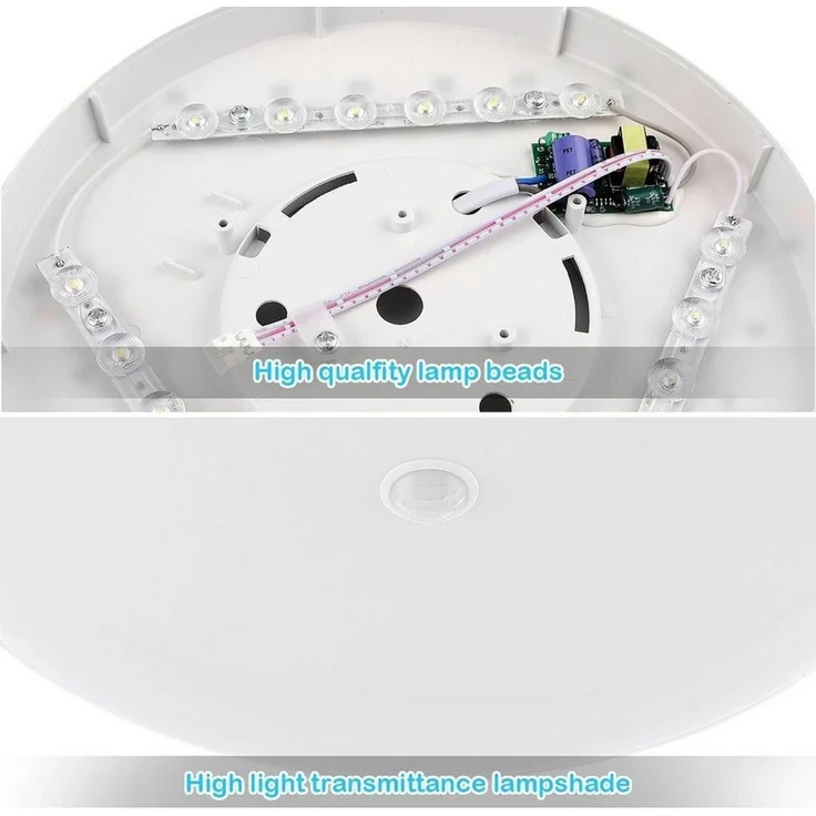 LETGOSPT Deckenleuchte LED Deckenleuchte mit Bewegungsmelder Sensor Leuchte Balkon Lampe, IP54 Wasserfest, LED fest integriert, Kaltweiß, 18W 1800LM, Deckenlampe 6500K für Balkon Flur Garage Treppe Gang – Bild 4