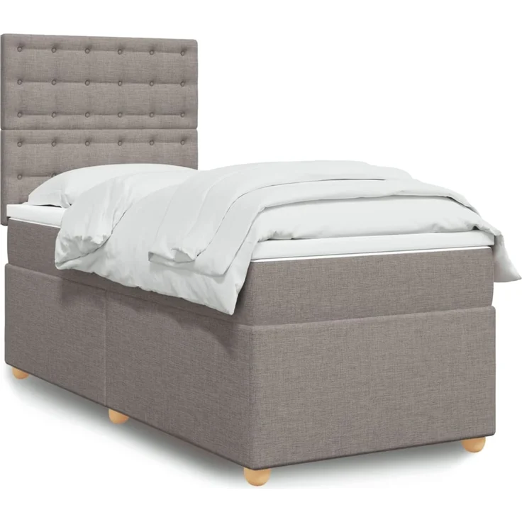 vidaXL Boxspringbett mit Matratze Taupe 90x200 cm Stoff 3293481 – Bild 1