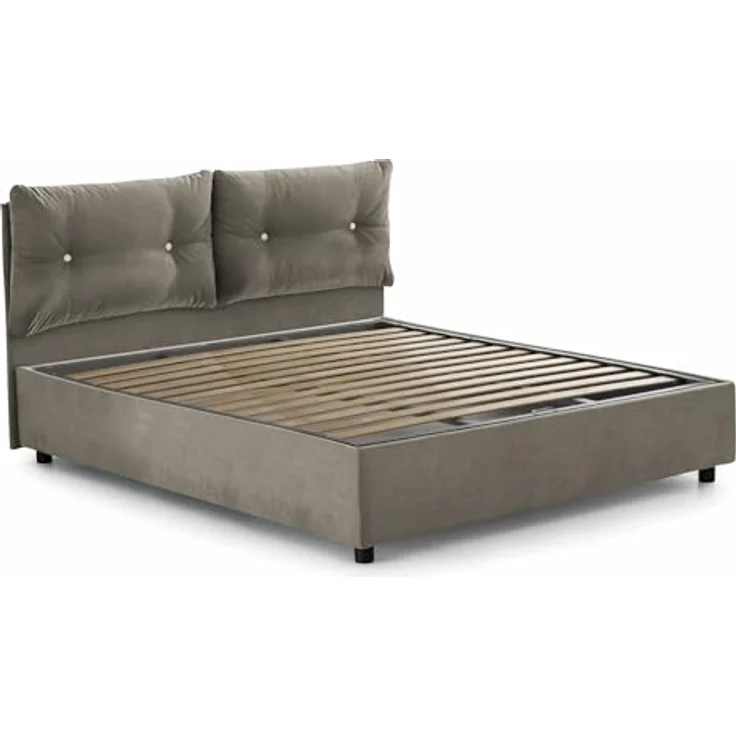 Talamo Italia - Queen-Size-Bett „Angelica“, Stauraumbett mit Stoffbezug, 100 % Made in Italy, Öffnung vorne, inklusive Matratze 120x190 cm, taubengrau – Bild 6