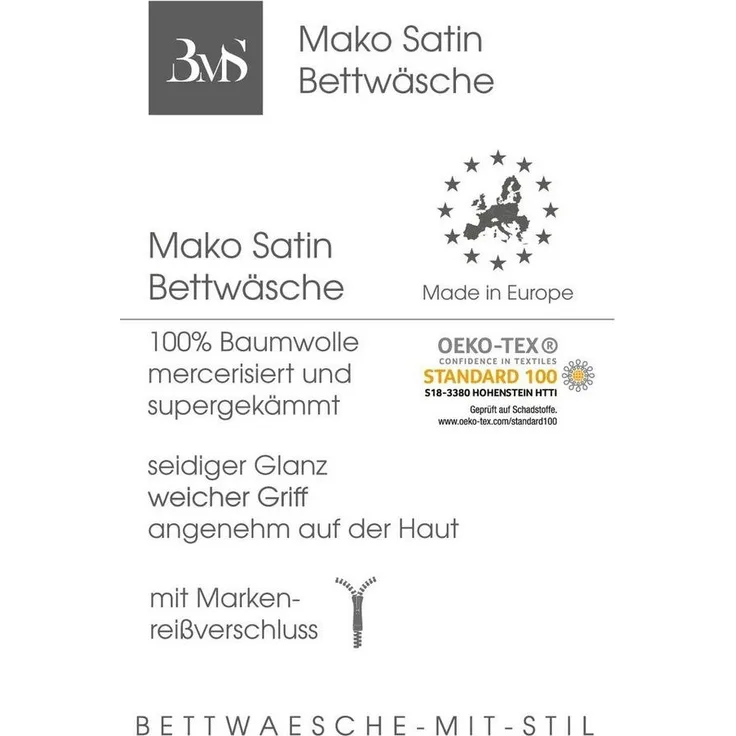 Bettwaesche-mit-Stil Mako-Satin / Baumwollsatin Bettwäsche uni / einfarbig Jeans Blau Kissenbezug 40x40 cm