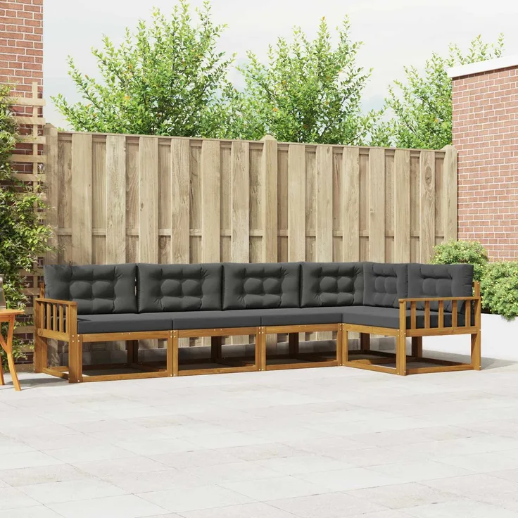 vidaXL Outdoor-Sofagarnitur 5 stk. 5-Sitzer Natur und Anthrazit 3367575