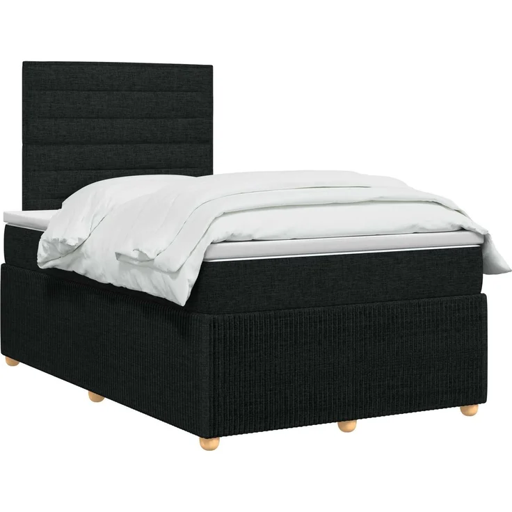 vidaXL Boxspringbett mit Matratze Schwarz 120 x 200 cm Stoff 3454363 – Bild 3
