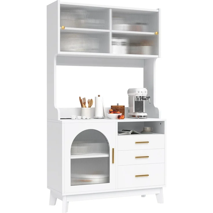 Buffetschrank 100,5 x 40 x 178 cm aus Particle Board mit Acrylglasfront und Steckdosen – Bild 5