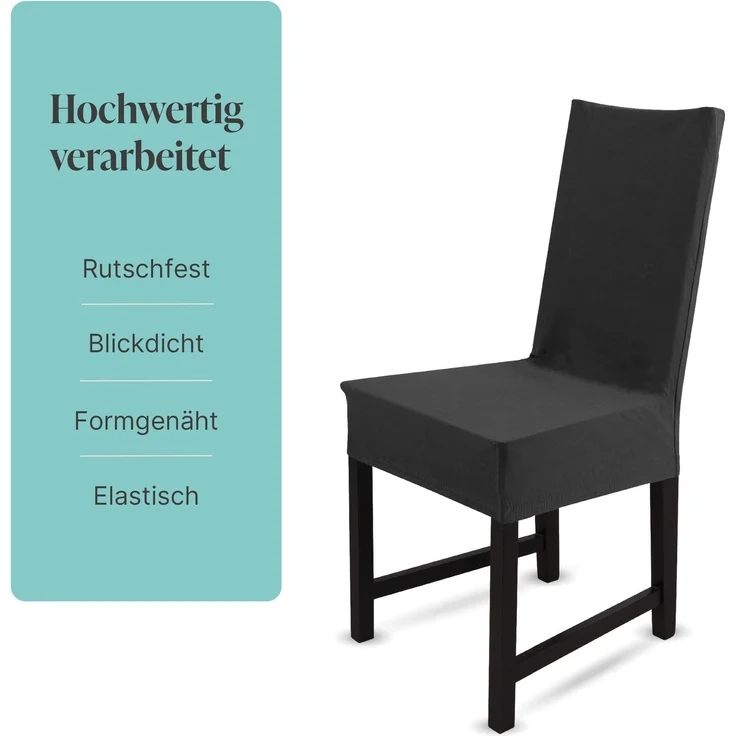 Stuhlhusse kurz - Baumwolle Schwarz - 2er Pack – Bild 2