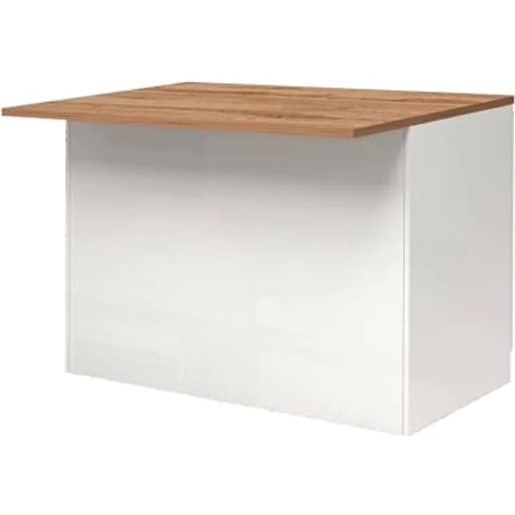 Dmora - Kücheninsel Emmanuel, Mehrzweckschrank, Küchenzeile Schrank, Zusätzlicher Tisch, 100% Made in Italy, 125 x 90 x 90 cm, glänzendes Weiß und Eiche – Bild 10