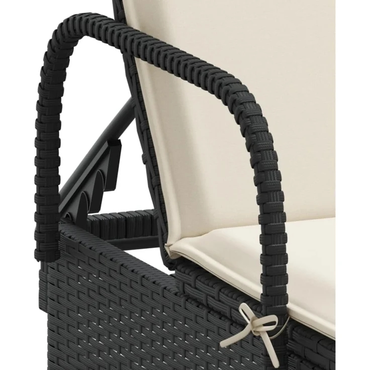 vidaXL Sonnenliege mit Rollen und Auflage Schwarz Poly Rattan 368308 – Bild 4